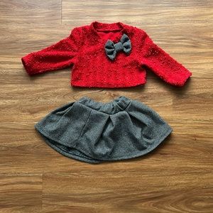complete girl flounced skirt and top with rhinestones